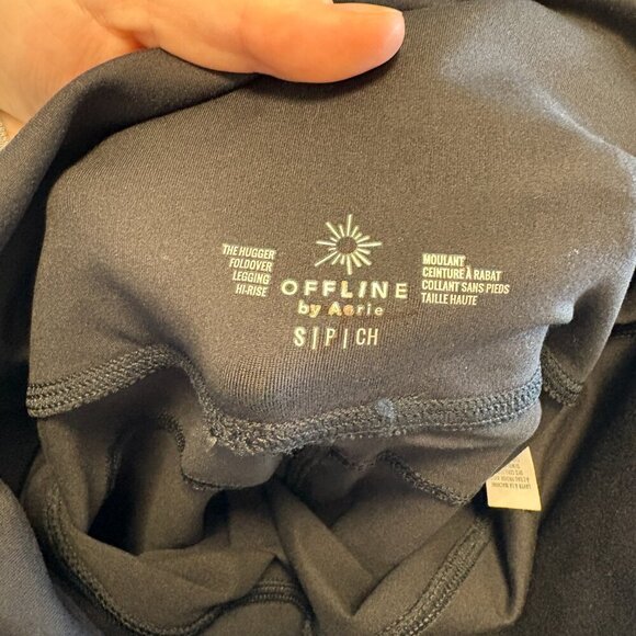 OFFLINE By Aerie The Hugger High Waisted Foldover Legging Black Size S pockets - Picture 11 of 13